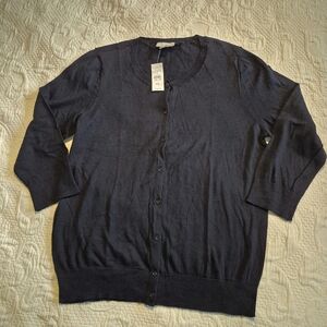 Ann Taylor Loft women's XL Navy 3/4 sleeve light weight cardigan NWT